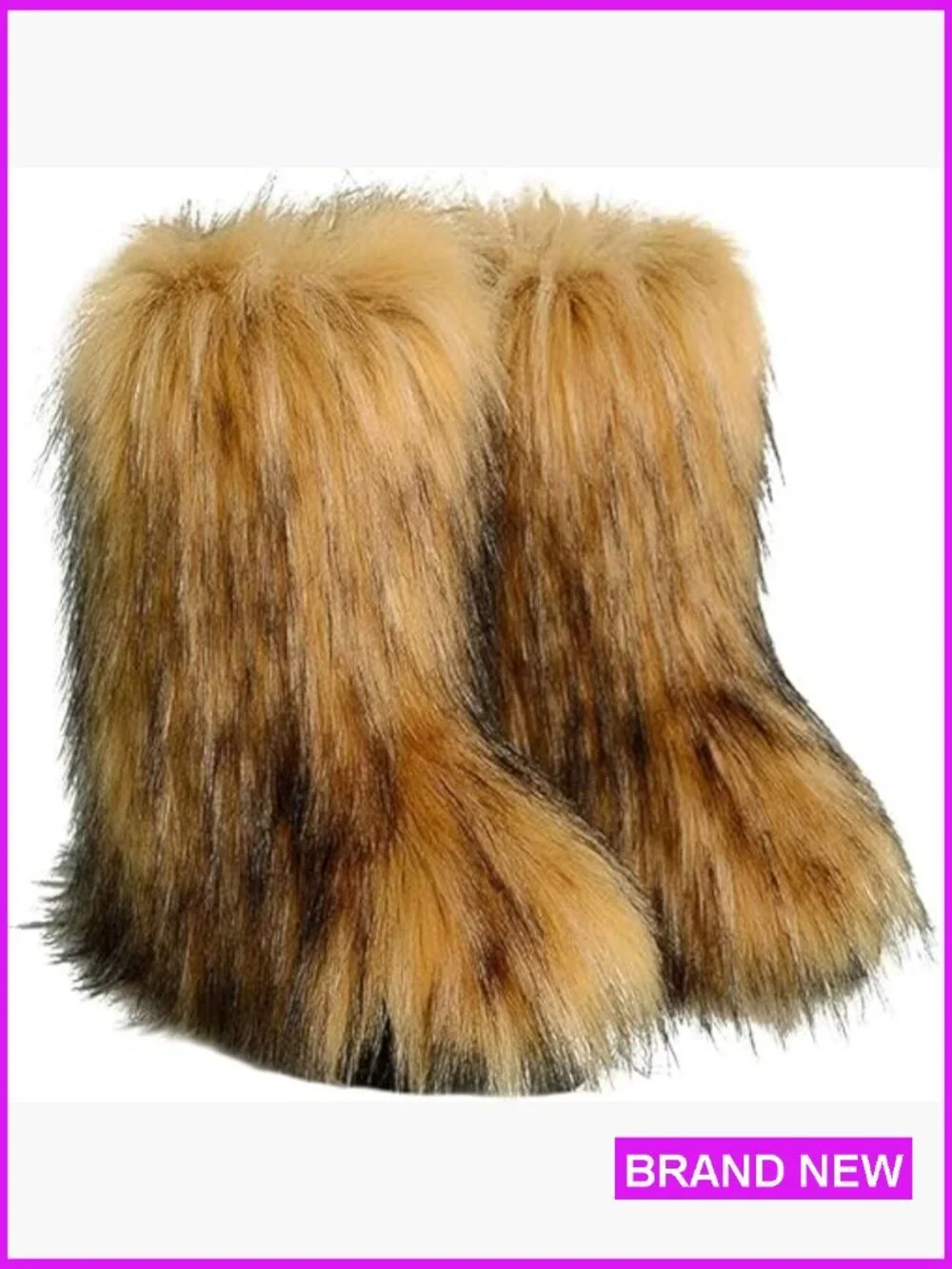 Faux Fur Snow Boots Y2K Fuzzy Warm Winter Mid-Calf Fluffy Comfortable